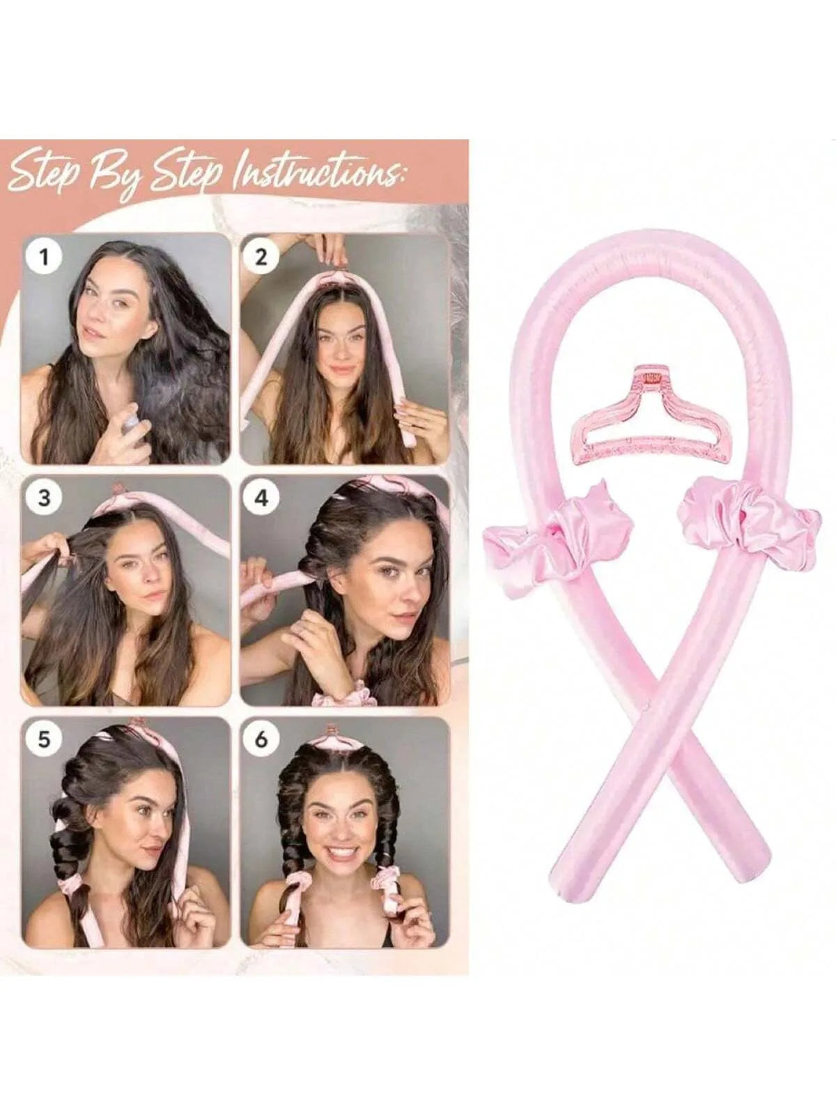 Heatless Silk Curler Kit - Sleep Mask & Shower Cap Set