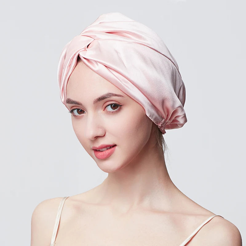 100% Silk Sleeping Bonnet - Double Layer Hair Turban