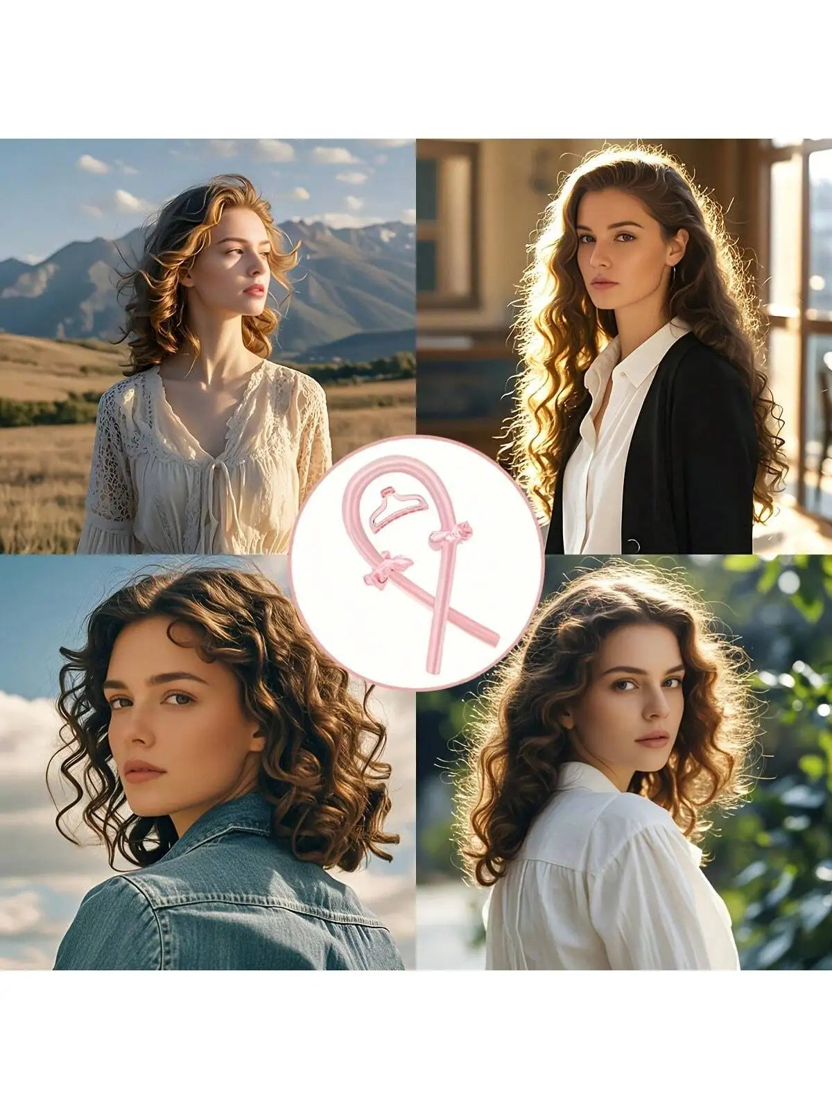 No-Heat Curling Set - 6 Pcs with Satin Sleep Cap