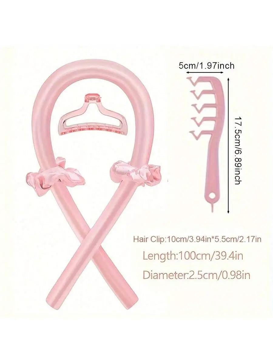 No-Heat Curling Set - 6 Pcs with Satin Sleep Cap