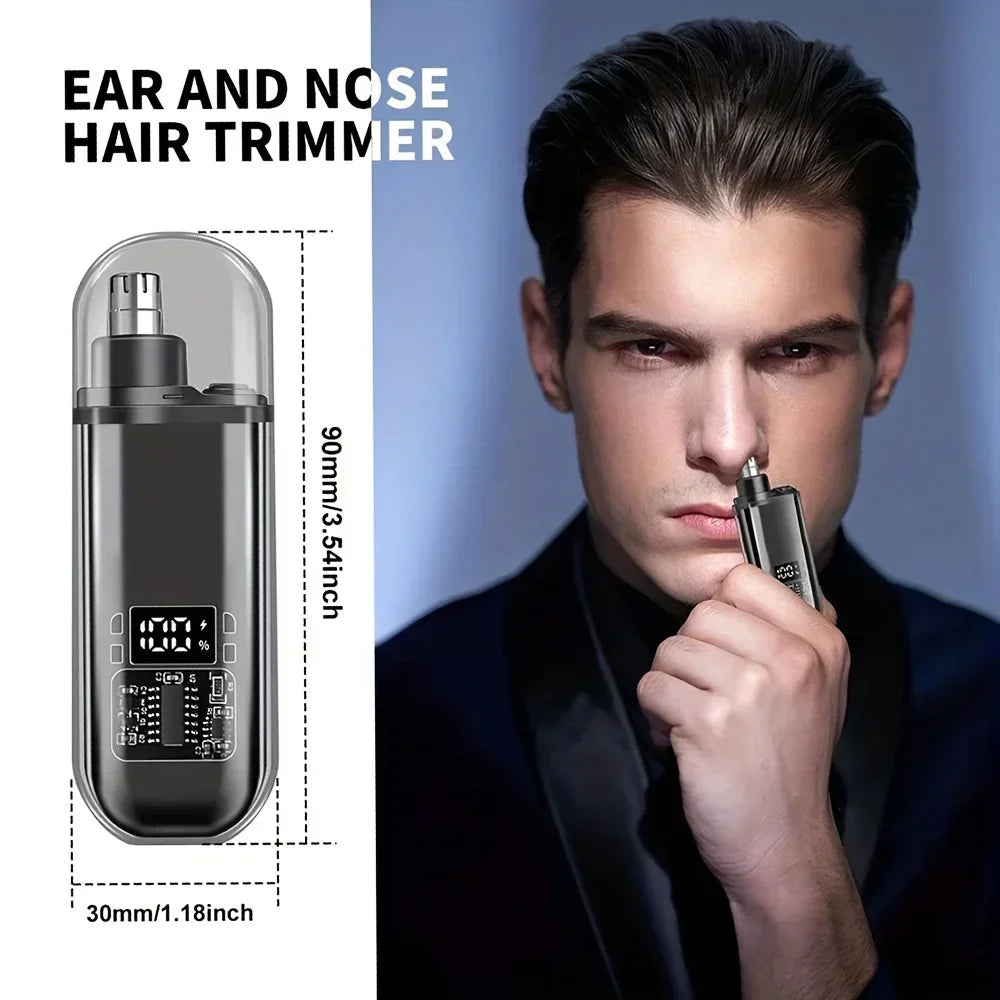 Nose Ear Hair Trimmer for Men - USB C Rechargeable Portable Fast Charge, Compact Grooming Kit
