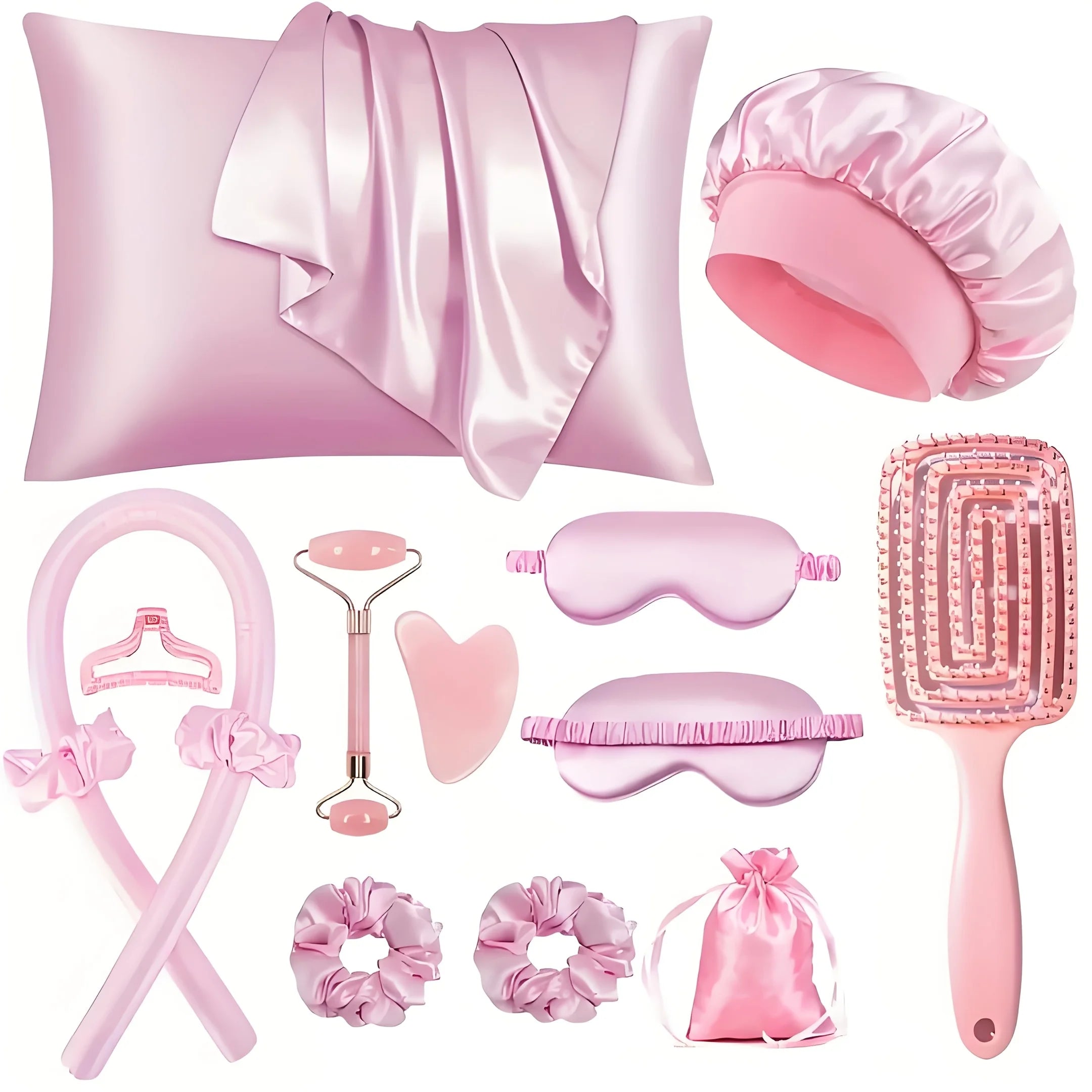 Heatless Silk Curler Kit - Sleep Mask & Shower Cap Set