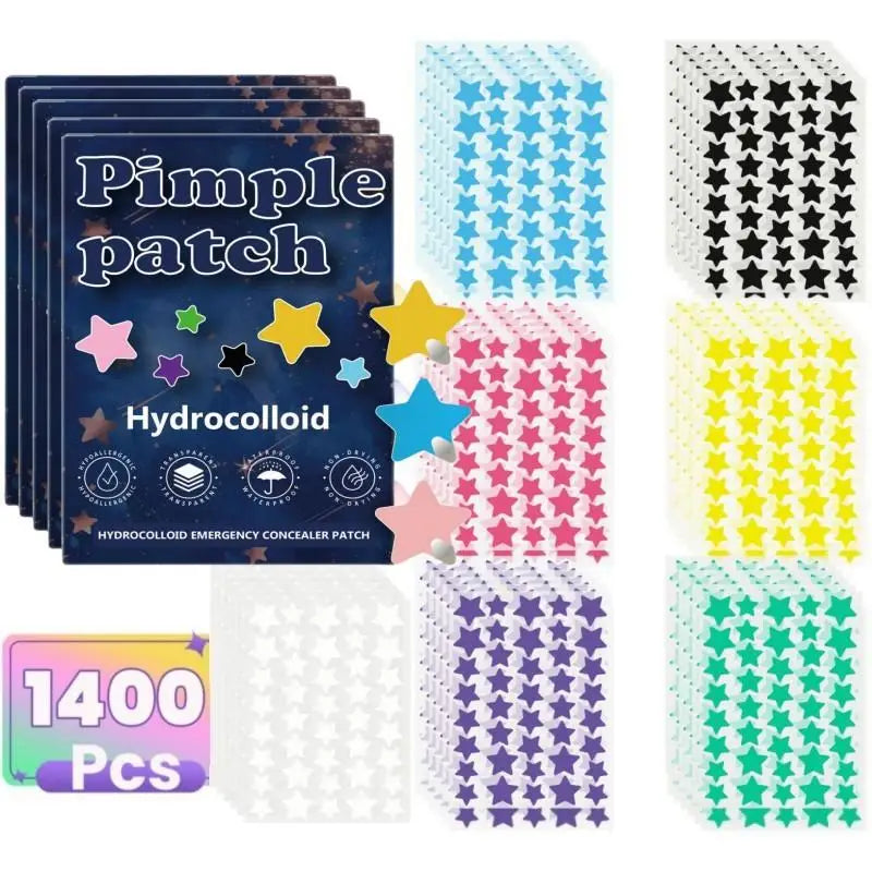 Colorful Star Pimple Patches - 1400 Pcs Acne Stickers