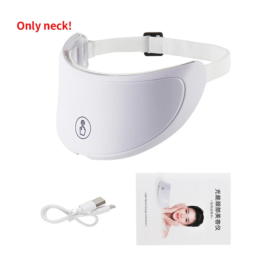 White neck device with USB cable and packaging on a white background