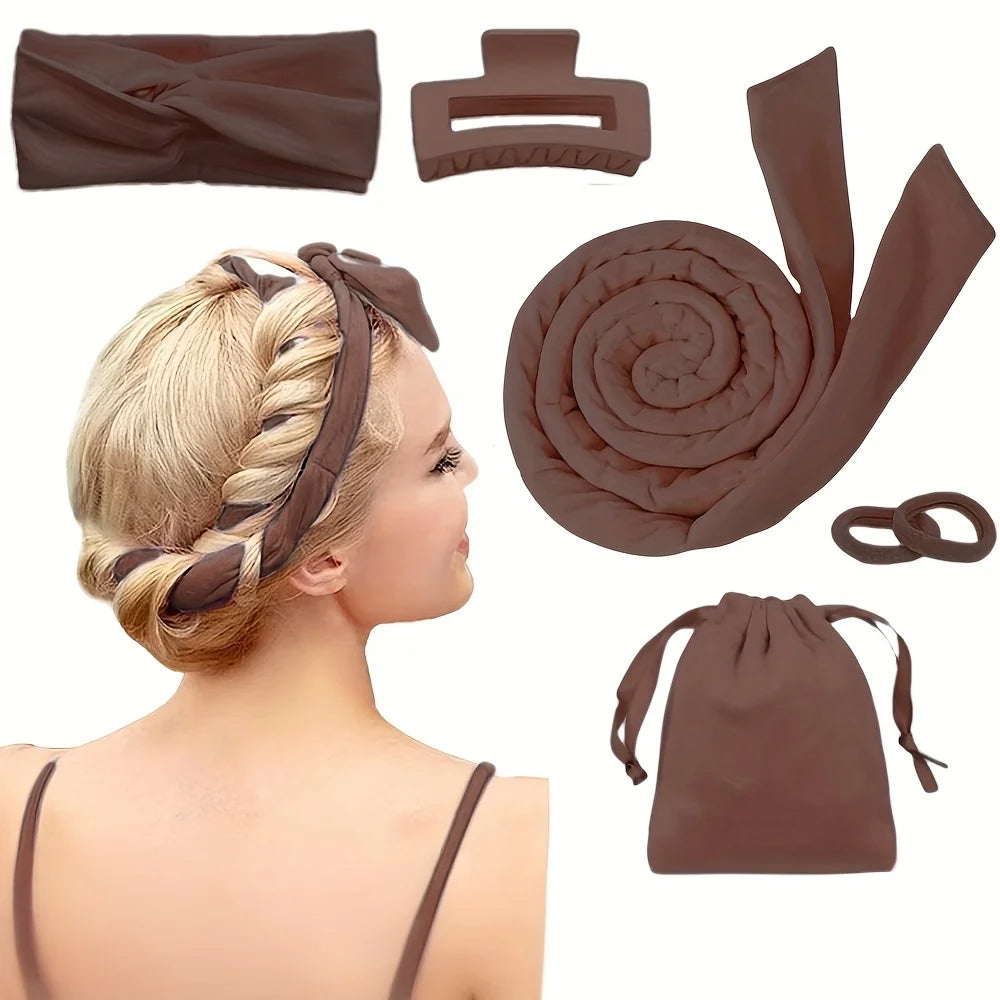 Heatless Silk Curler Kit - Sleep Mask & Shower Cap Set