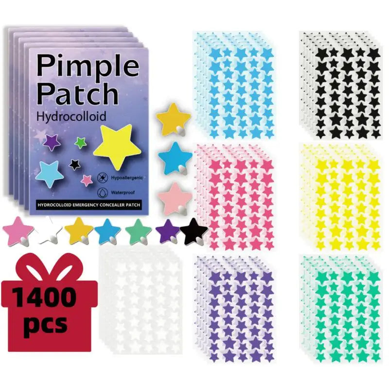 Colorful Star Pimple Patches - 1400 Pcs Acne Stickers
