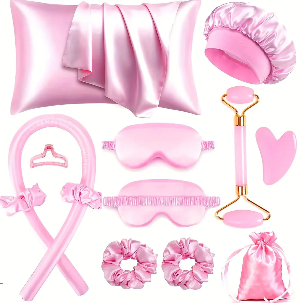 Heatless Silk Curler Kit - Sleep Mask & Shower Cap Set