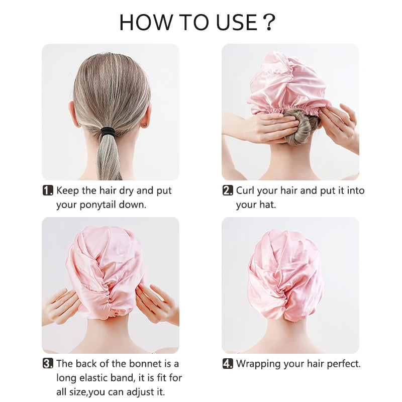 100% Silk Sleeping Bonnet - Double Layer Hair Turban