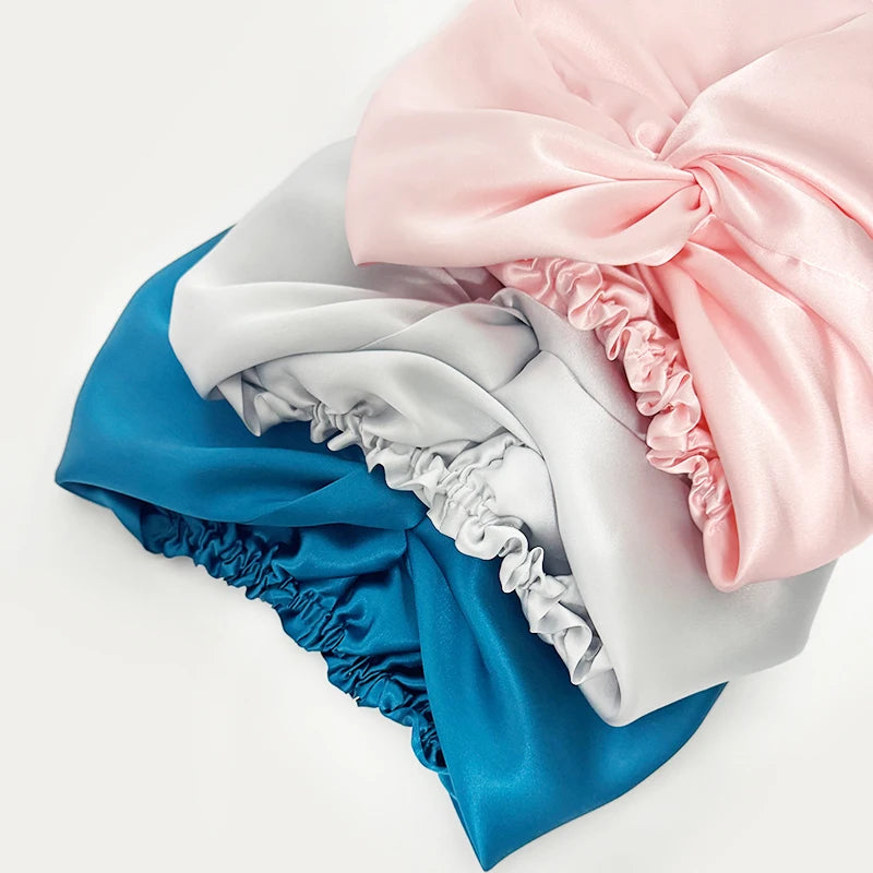 100% Silk Sleeping Bonnet - Double Layer Hair Turban