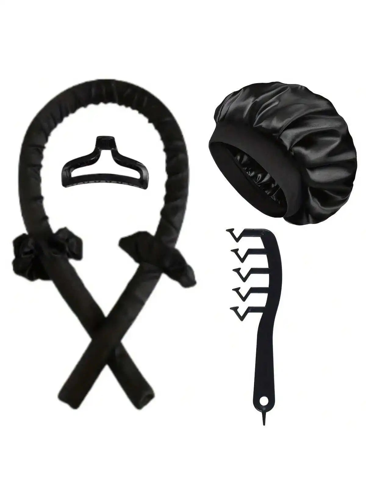 No-Heat Curling Set - 6 Pcs with Satin Sleep Cap